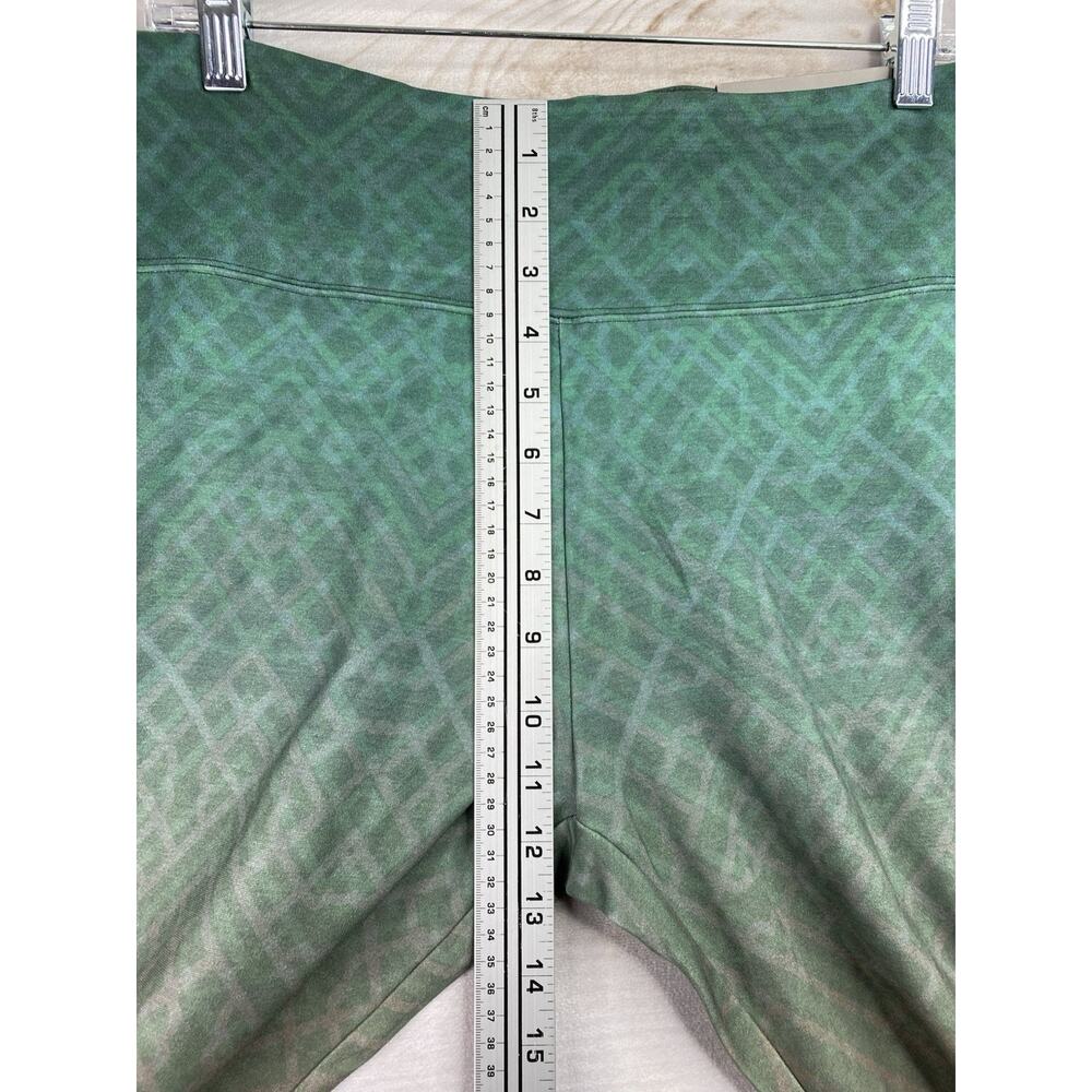 Soft Surroundings Pull On Legging L Green Ombre Geometric Ankle Stretch NWT - Picture 4 of 11